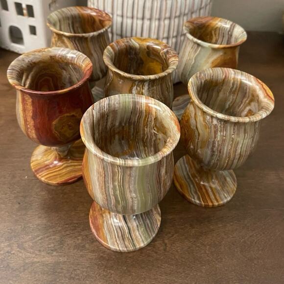 Vintage green onyx goblets set of 6 - Picture 1 of 8